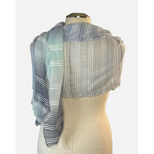 Lava Accessories Gray Blue White Fringed Large Scarf Shawl Wrap 23"x76" NWT